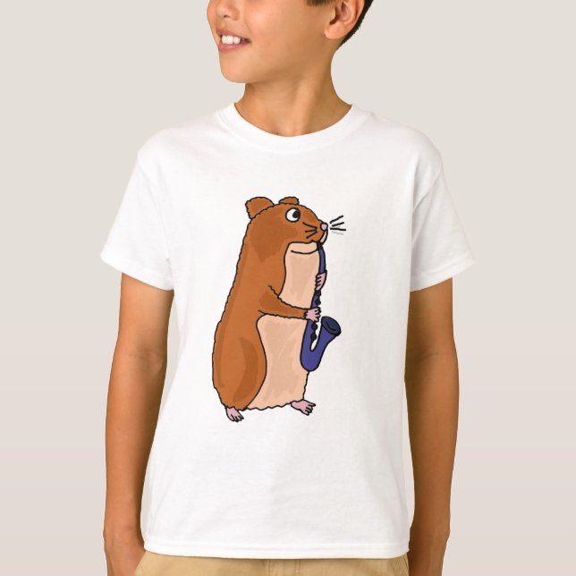 Camiseta XX- hamster que joga o saxofone (Frente)