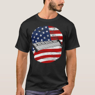 Camiseta Xylophone EUA Flag Xylofonista Música Persionista