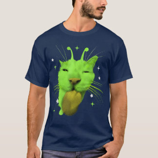Camiseta Y2K Alien Cat Meme UFO Retro Silly Cats Lover Vint