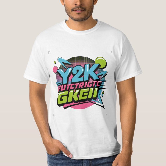 Camiseta Y2K Retro Neon Aesthetic Bold 90s Inspired Graphic (Frente)