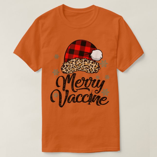 Camiseta Y4Ry Leopard Santa Hat Merry Vaccine Christmas Xma (Frente do Design)