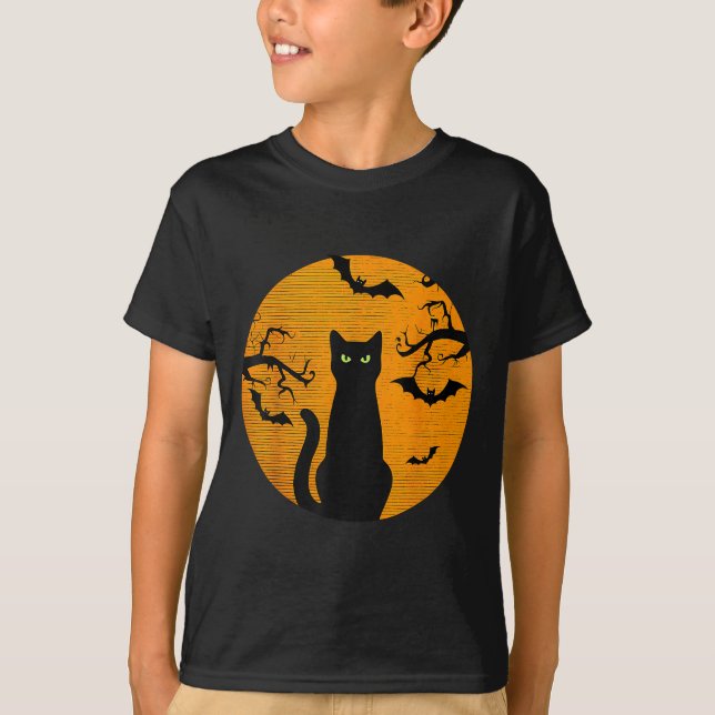 Camiseta Y Christmas Cat Costume Retro Cat Moon Black Cat  (Frente)