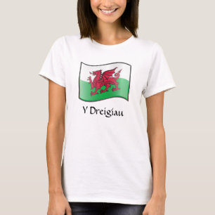Camiseta Y Dreigiau Waving Welsh Flag T Shirt