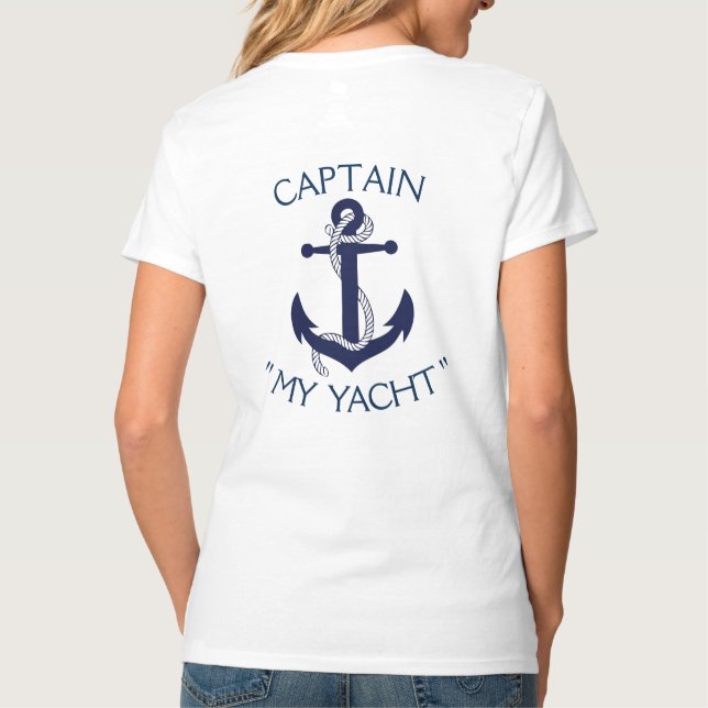 Camiseta Yacht Anchor personalizado "Seu nome aqui" (Verso)