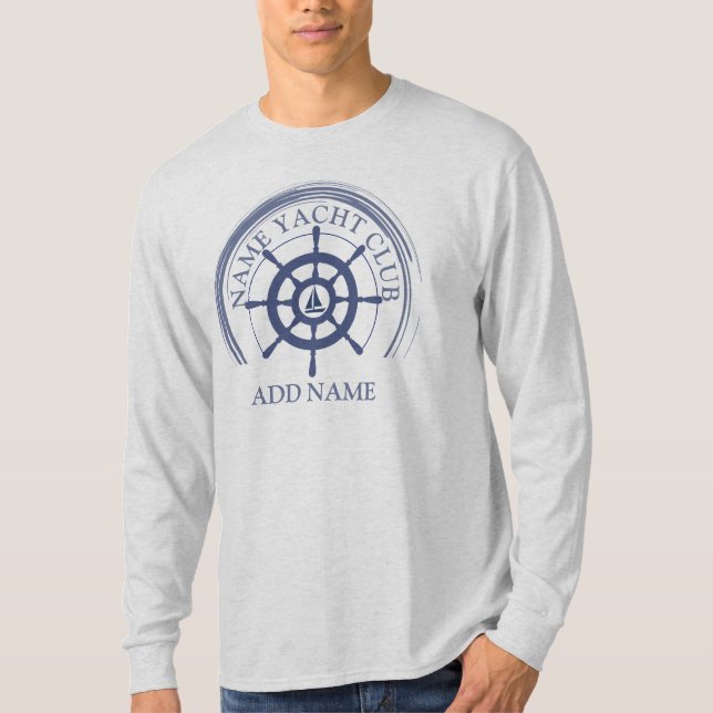Camiseta Yacht clube de iate de Âncora Náutica Azul Nome da (Frente)