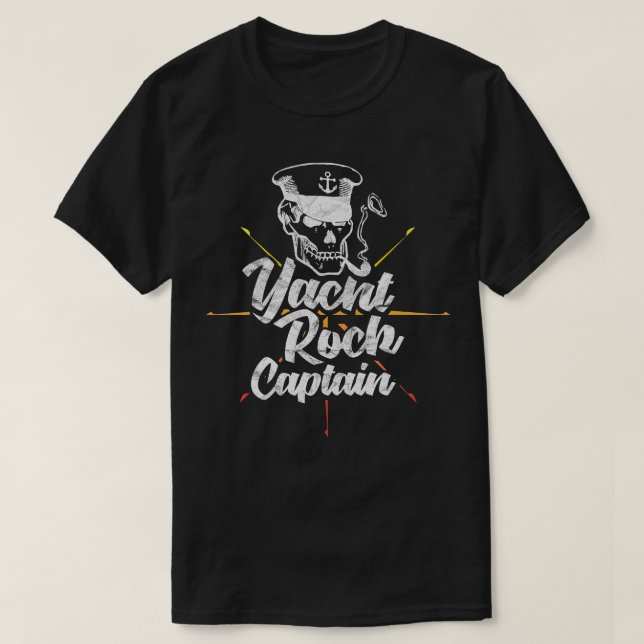 Camiseta Yacht Rock Capitão Festa de Bebendo de Barcos Fuma (Frente do Design)
