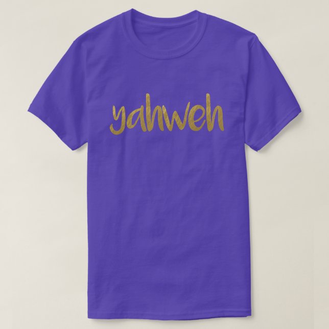 Camiseta YAHWEH: Letra Dourada Hebraico Nome de Deus Unisex (Frente do Design)
