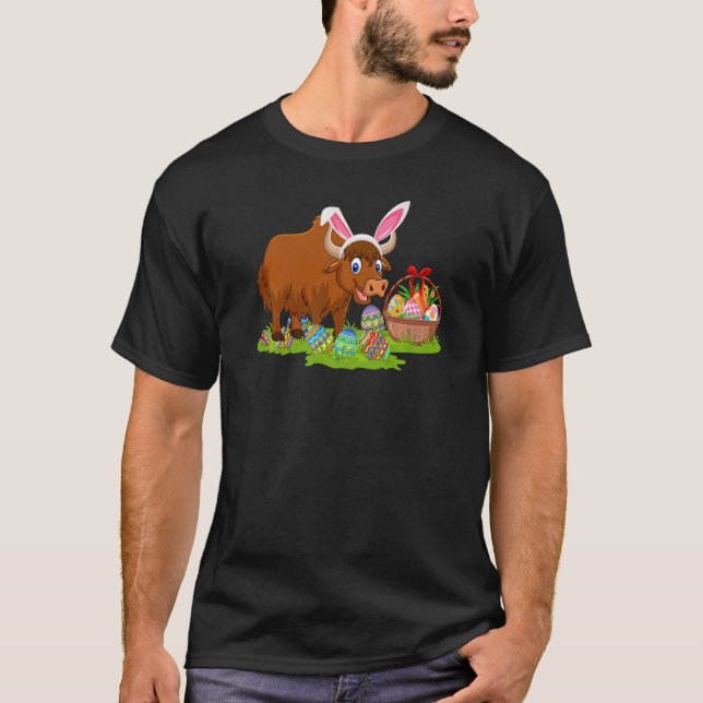 Camiseta Yak Easter Egg Hunting Bunny Yak Easter Sunday  (Frente)