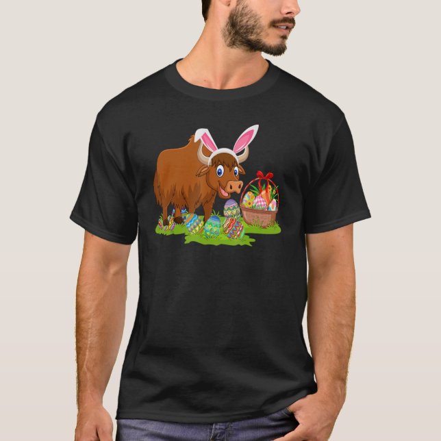 Camiseta Yak Easter Egg Hunting Bunny Yak Easter Sunday (Frente)