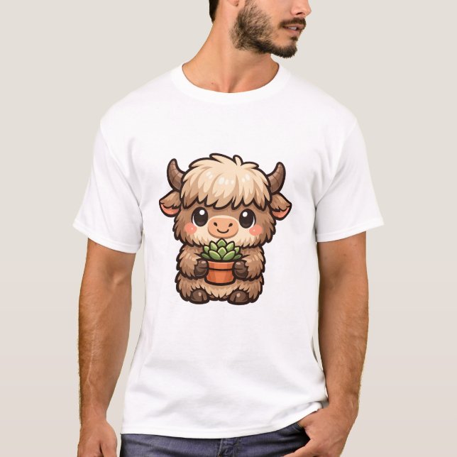 Camiseta Yak Kawaii com Suculenta (Frente)