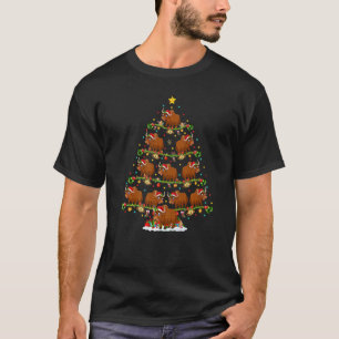 Camiseta Yak Lights Xmas Papais noeis Yak Árvore de Natal