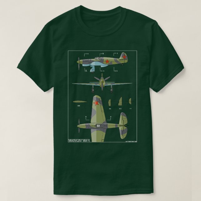 Camiseta Yakovlev Yak1 Plano De Combatente Russo WW2 Gi (Frente do Design)