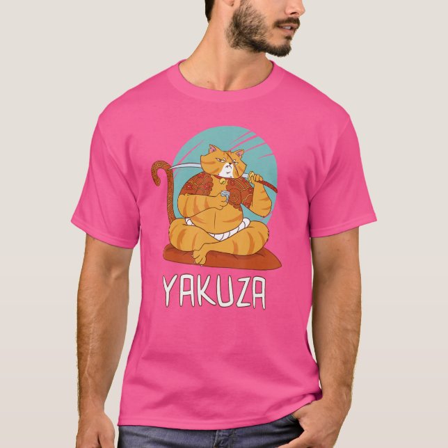 Camiseta Yakuza Cat Gokudo Japonês Mafia Katana Japão Sake (Frente)