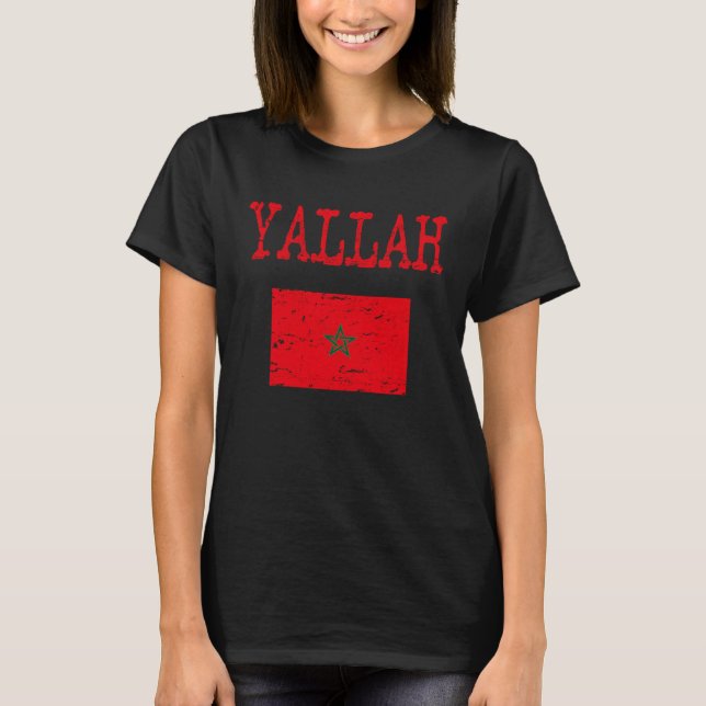 Camiseta Yallah pavilhão árabe marroquino (Frente)