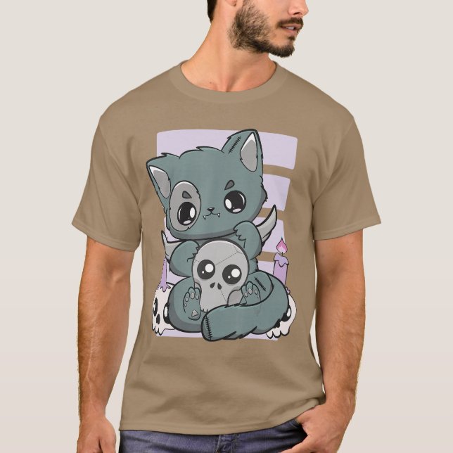 Camiseta Yami Kawaii Chibi Anime Kitten Pastel Cat For Horr (Frente)