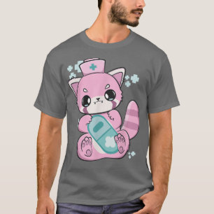 Camiseta Yami Kawaii Red Panda Enfermeira Fairy Kei Harajuk