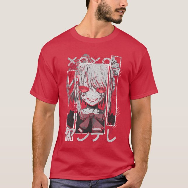 Camiseta Yandere Anime Menhera Girl Kawaii Japanese Horror  (Frente)