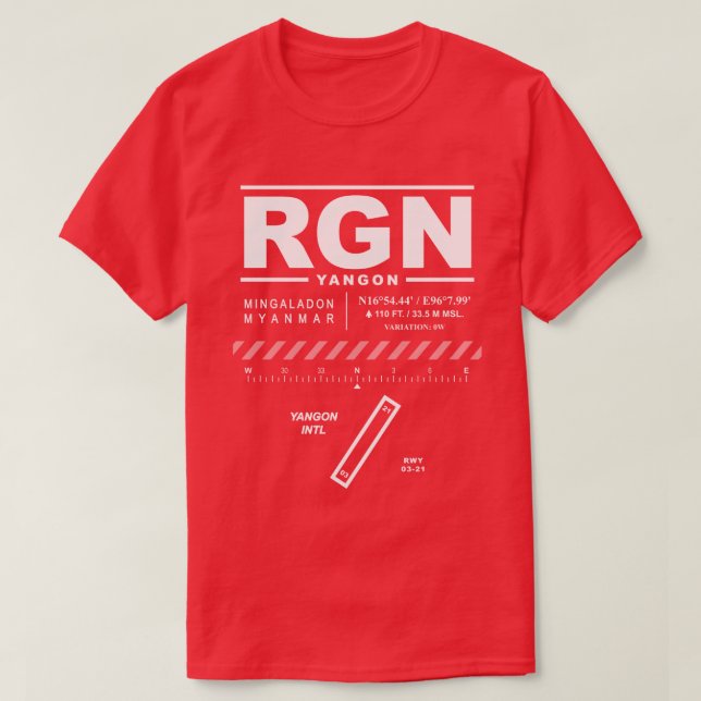 Camiseta Yangon International Airport RGN T-Shirt (Frente do Design)