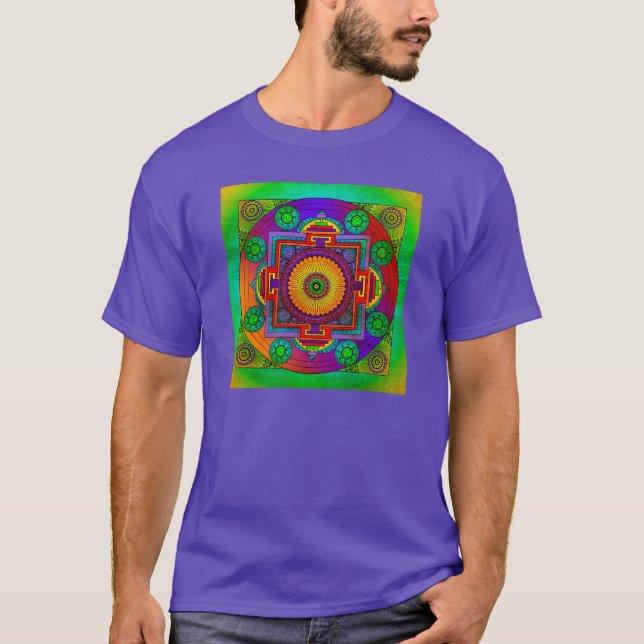 Camiseta YANTRA - roda do excelente - violeta verde (Frente)
