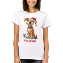 Yappel Christmas Dog Santa Hat T-Shirt