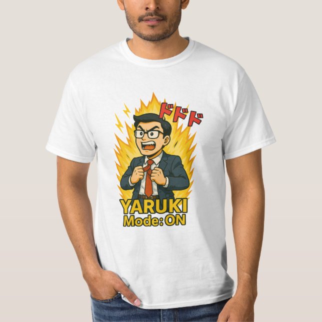 Camiseta YARUKI Mode: ON - Funny Japanese Salaryman Anime S (Frente)