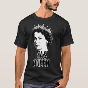 Camiseta YAS QUEEN Elizabeth II England Meme British Crown