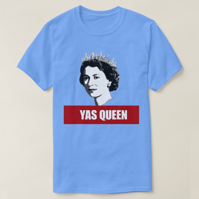 Camiseta YAS QUEEN Elizabeth II England Meme British Crown (Frente do Design)