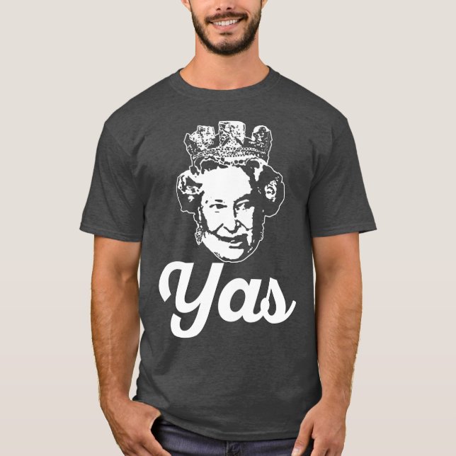 Camiseta YAS QUEEN T Elizabeth II England Meme Britânica (Frente)