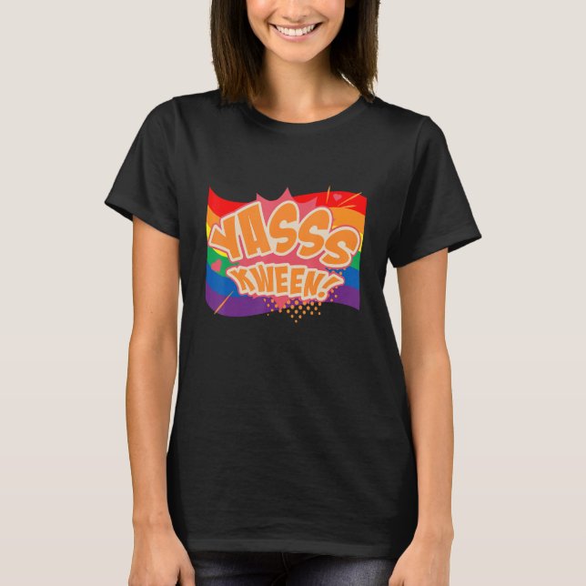 Camiseta Yasss Kew Queen Lgbtq Gay Rights Ord Rai (Frente)