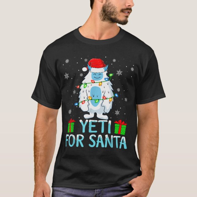 Camiseta Yati For Santa Xmas Lights Yeti Christmas  (Frente)