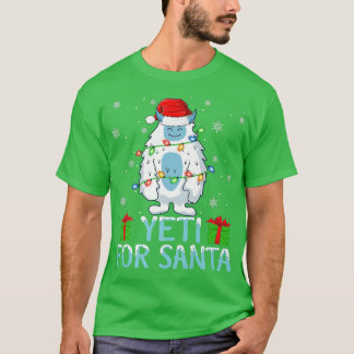 Camiseta Yati Para Papais noeis Xmas Lights Yeti Natal