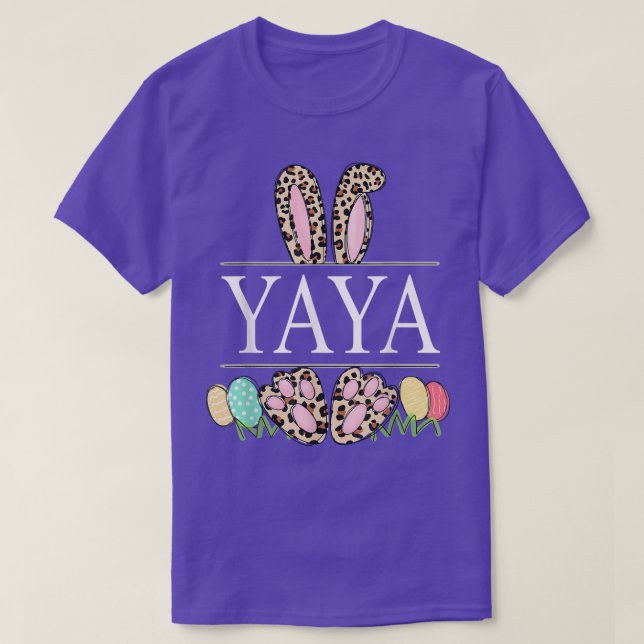 Camiseta Yaya Bunny Leopard Vovó Páscoa Dia Coelho Ovos  (Frente do Design)