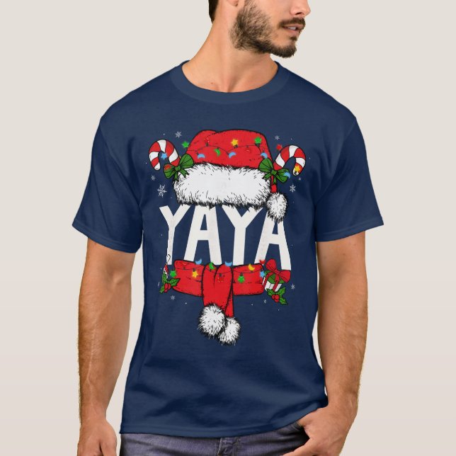 Camiseta Yaya Christmas Pajama Santa Claus Family Matching  (Frente)