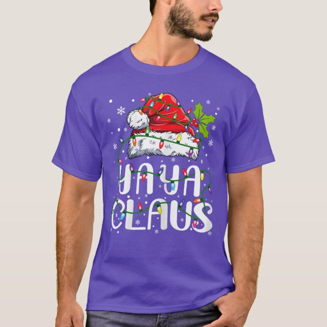 Camiseta Yaya Claus Christmas Santa Hat Matching Family Xma (Frente)