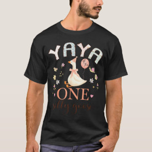 Camiseta Yaya da menina de um ano da gansa boba