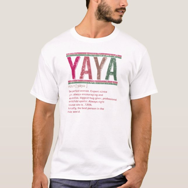 Camiseta Yaya Definição Vovó Dia de as mães Retro Presente  (Frente)