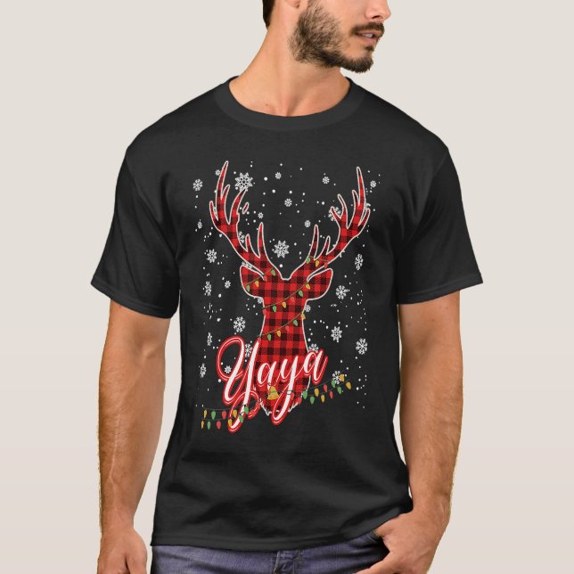 Camiseta Yaya Reindeer Family Matching Pyjama Christmas (Frente)