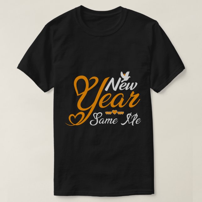Camiseta "Year" Golden Script Heart Typography (Frente do Design)