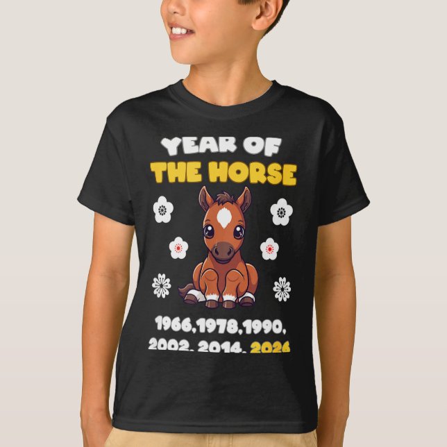 Camiseta Year Of Horse Cute Zodiac Animal 2026 Design  (Frente)