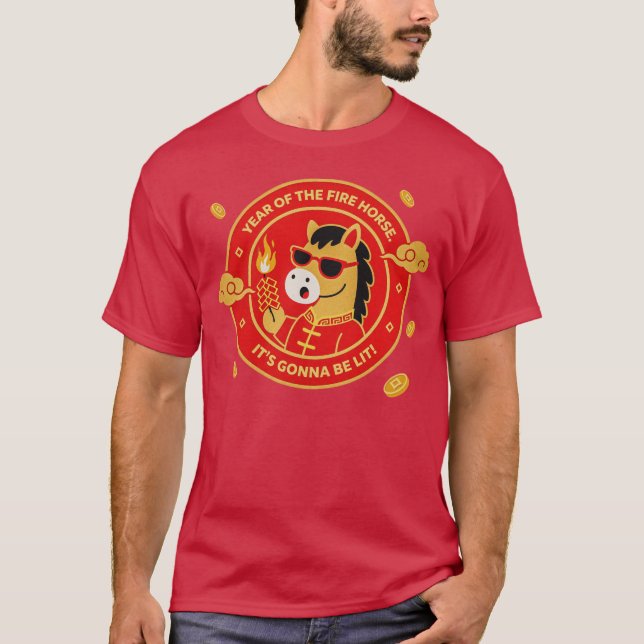 Camiseta Year of the Fire Horse Lunar New Year Red Zodiac H (Frente)