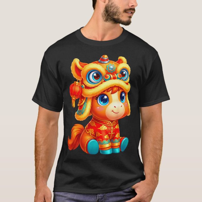Camiseta Year Of The Horse 2026 Chinese New Year Lion Dance (Frente)