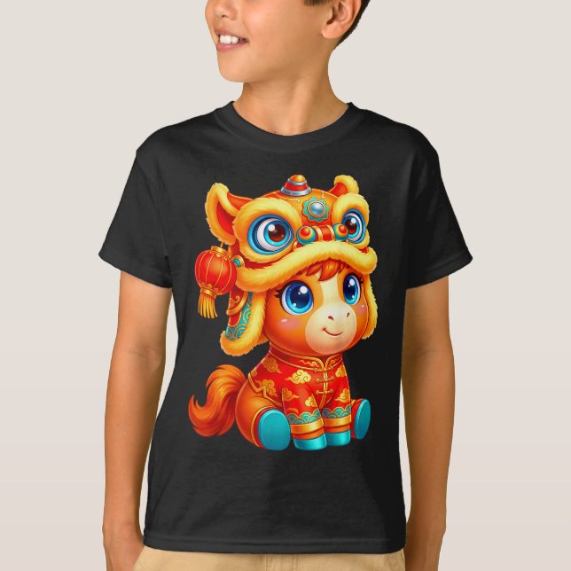 Camiseta Year Of The Horse 2026 Chinese New Year Lion Dance (Frente)