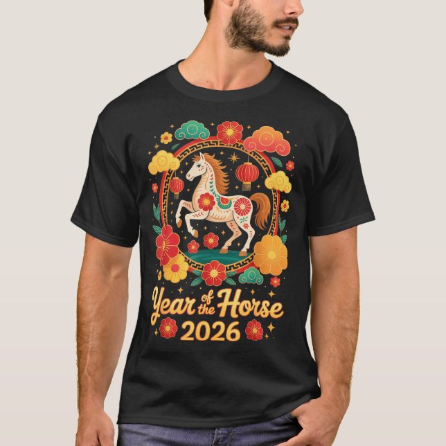 Camiseta Year Of The Horse 2026 Chinese New Year Men Women  (Frente)