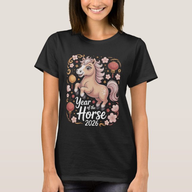 Camiseta Year of the Horse 2026 Chinese New Year Shirt Cute (Frente)