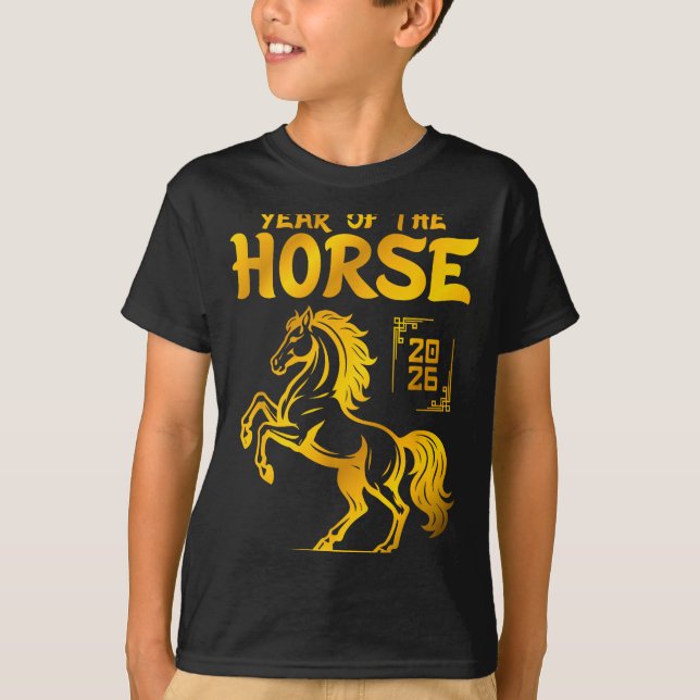 Camiseta Year Of The Horse 2026 Chinese Ty Art Style China  (Frente)
