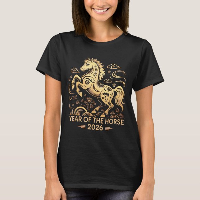 Camiseta Year Of The Horse 2026 Chinese Zodiac Culture  (Frente)