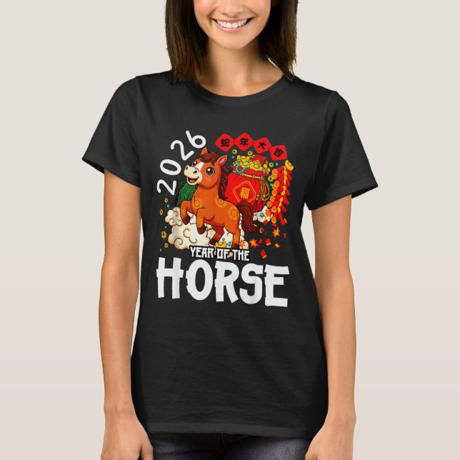 Camiseta Year Of The Horse 2026 Cute Chinese Lunar New Year (Frente)