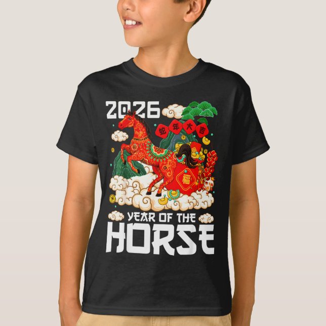 Camiseta Year Of The Horse 2026 Happy Chinese Lunar New Yea (Frente)