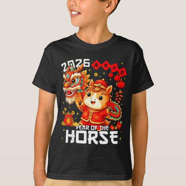 Camiseta Year Of The Horse 2026 Lion Dance Chinese New Year (Frente)
