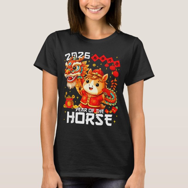 Camiseta Year Of The Horse 2026 Lion Dance Chinese New Year (Frente)